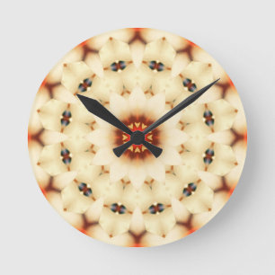 Soft Dreamy Cream Floral Pattern Round Clock