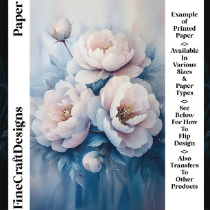 Soft Dreamy White & Pink Peonies CR1 Craft Paper