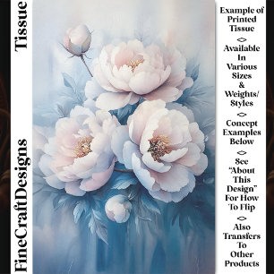 Soft Dreamy White & Pink Peonies CR1 Decoupage Tissue Paper