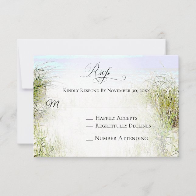 *~  Soft Dune Beach Grass Photo   Wedding RSVP Card (Front)