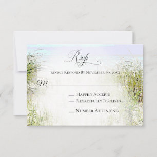 *~  Soft Dune Beach Grass Photo   Wedding RSVP Card