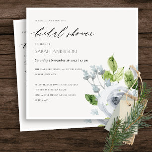 SOFT DUSKY BLUE WATERCOLOUR FLORAL BRIDAL SHOWER INVITATION