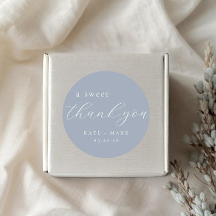 Soft Dusty Blue A Sweet Thank You Wedding Favour Classic Round Sticker