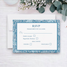 Soft Dusty Blue Elegant Floral Response Card