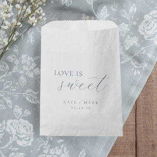 Soft Dusty Blue Love Is Sweet Wedding Favour Bag