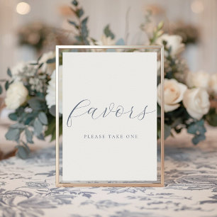 Soft Dusty Blue Wedding Favours Sign Poster