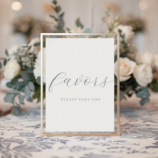 Soft Dusty Blue Wedding Favours Sign Poster (Creator Uploaded)