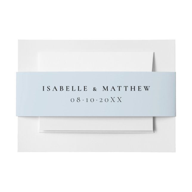 Soft Dusty Blue Wedding Invitation Belly Band (Front Example)