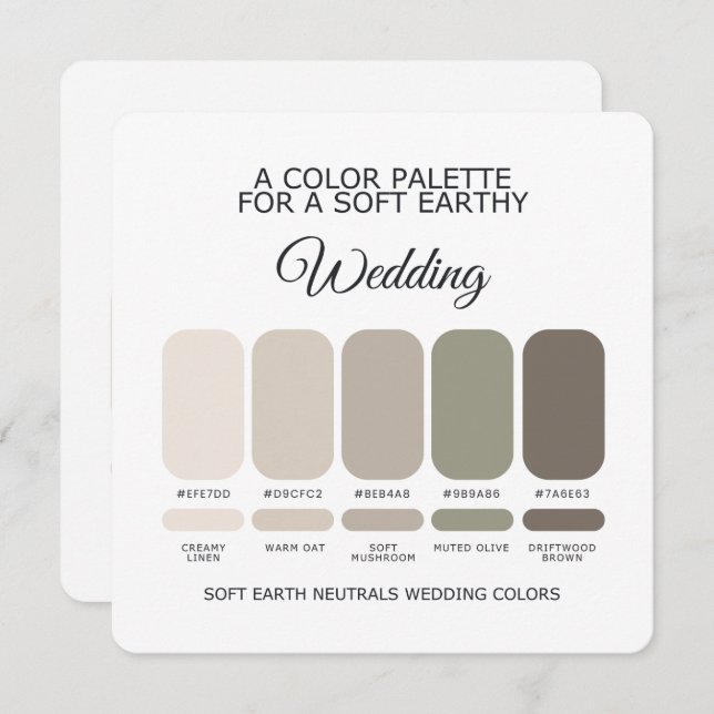 Soft Earth Wedding Color Palette Card (Front/Back)