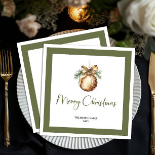 Soft Earthy Christmas Bauble Personalized Napkins