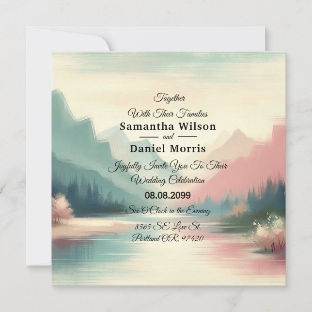 Soft Echoes of the Mountains Invitation (Front)