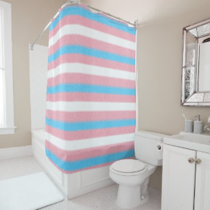 Soft-Edged Transgender Pride Flag Colours Stripes Shower Curtain