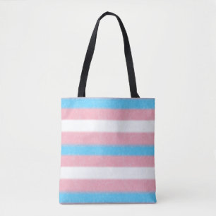 Soft-Edged Transgender Pride Flag Colours Stripes Tote Bag