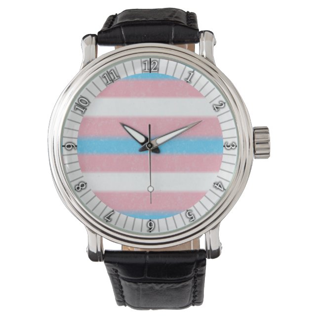 Soft-Edged Transgender Pride Flag Colours Stripes  Watch (Front)