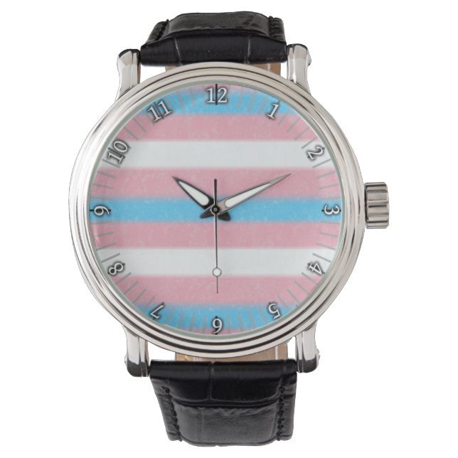 Soft-Edged Transgender Pride Flag Colours Stripes  Watch (Front)
