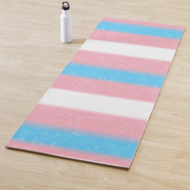 Soft-Edged Transgender Pride Flag Colours Stripes Yoga Mat (In Situ)
