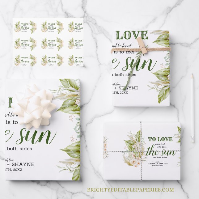 Soft Elegant Delicate Beige Greenery Pampas Grass Wrapping Paper Sheet (Wrap your gifts in natural elegance with our Soft Beige Greenery Pampas Grass Wrapping Paper Sheets.)