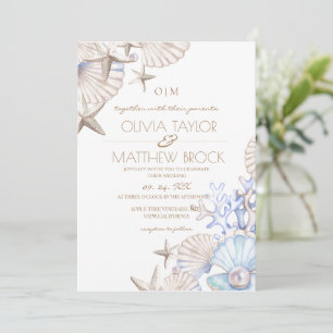 Soft Elegant Ocean Beach Wedding Invitation
