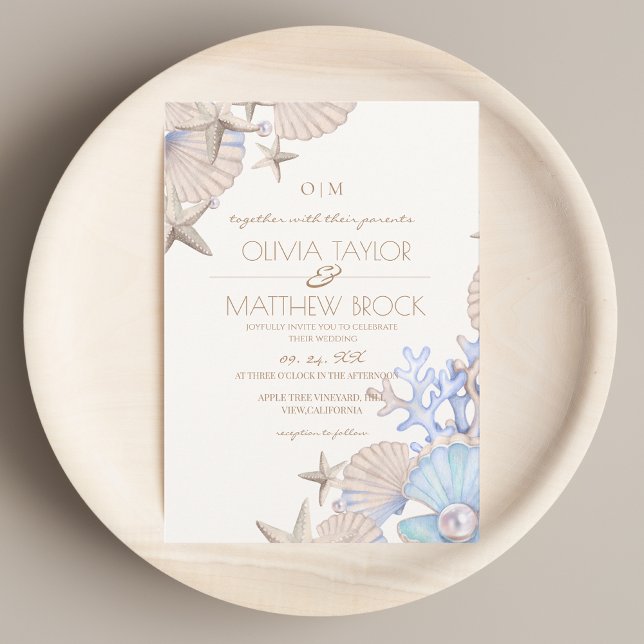 Soft  Elegant Ocean Beach Wedding Invitation (Creator Uploaded)