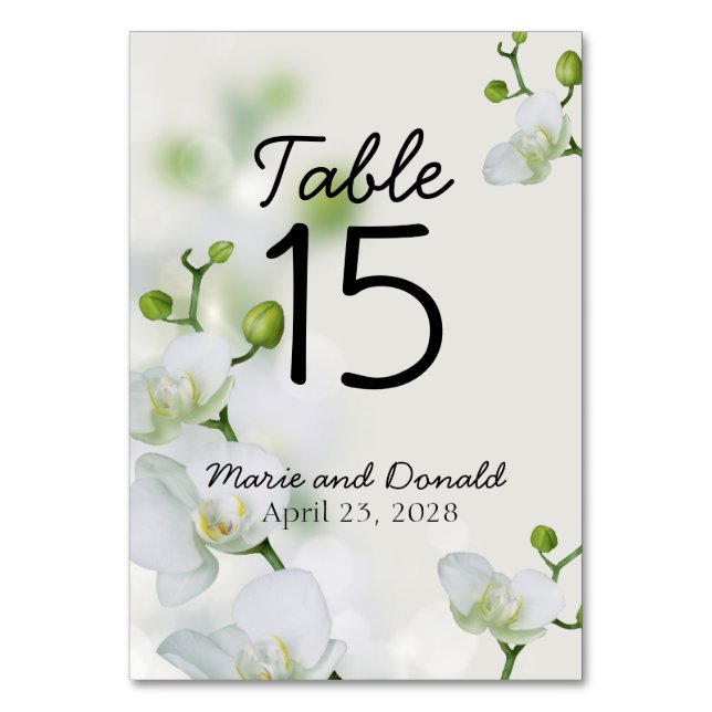 Soft Elegant Orchid Table Number (Front)