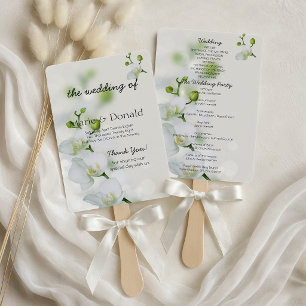 Soft Elegant Orchid Wedding Program Hand Fan