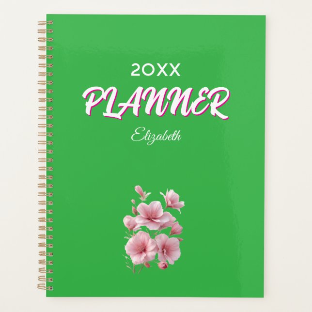Soft Elegant Pink Floral Personalised Planner (Front)