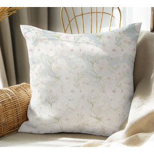 Soft Elegant White Floral Pattern  Cushion