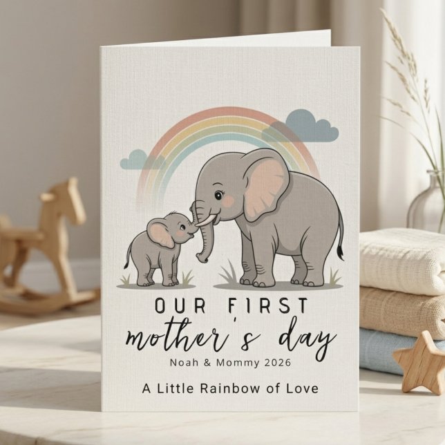 Soft Elephant Mom Baby First Mothers Day Love Card (Creator Uploaded)