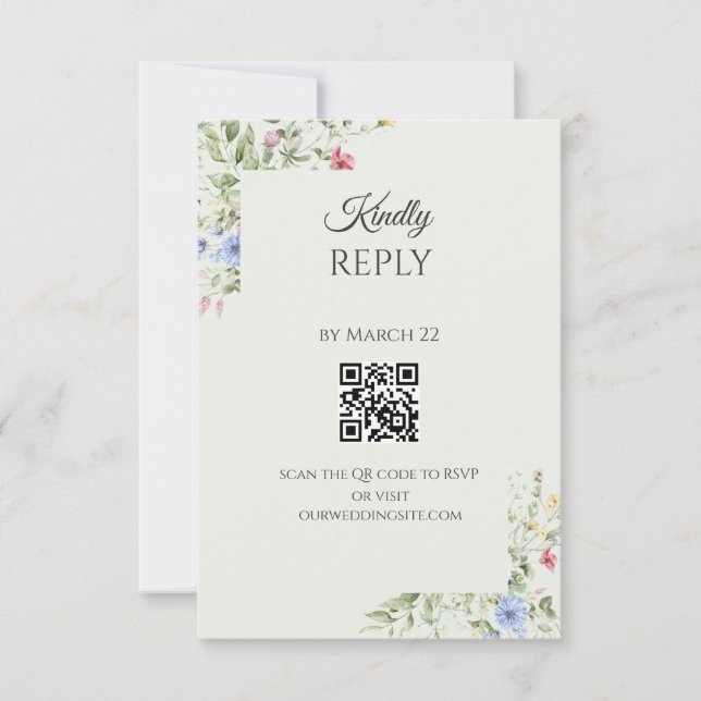 Soft English Garden QR Code RSVP Card (Front)