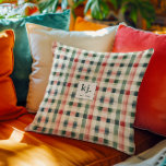 Soft Evergreen Gingham Monogram Cushion<br><div class="desc">Add a Cosy Touch to Your Home with a Soft Evergreen Gingham Monogram Throw Pillow Elevate your home decor with this charming Soft Evergreen Gingham Monogram Throw Pillow, perfect for creating a cosy yet stylish atmosphere. Featuring a classic gingham pattern in warm evergreen hues, this throw pillow blends seamlessly into...</div>