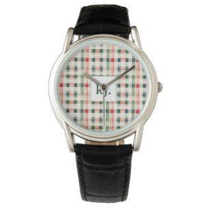 Soft Evergreen Gingham Monogram Watch