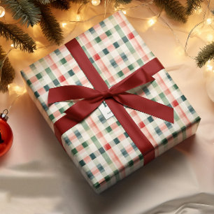 Soft Evergreen Gingham Monogram Wrapping Paper Sheet