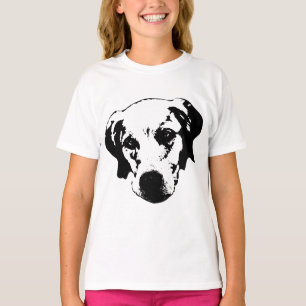 Soft-Eyed Companion in Monochrome T-Shirt