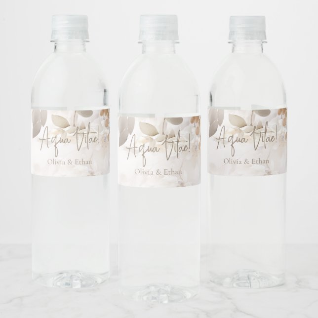 Soft Fall Leaves Aqua Vitae Water Bottle Label (Bottles)