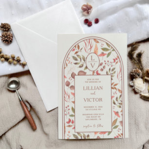 Soft Fall Leaves Wedding Invitation