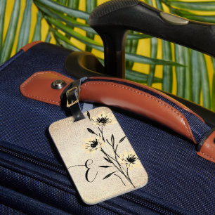 Soft Faux leather floral with Monogram Luggage Tag