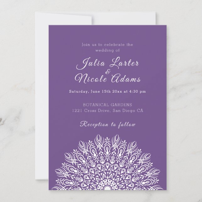 Soft Feather Dry Pampas Grass Mandala Wedding Invitation (Front)