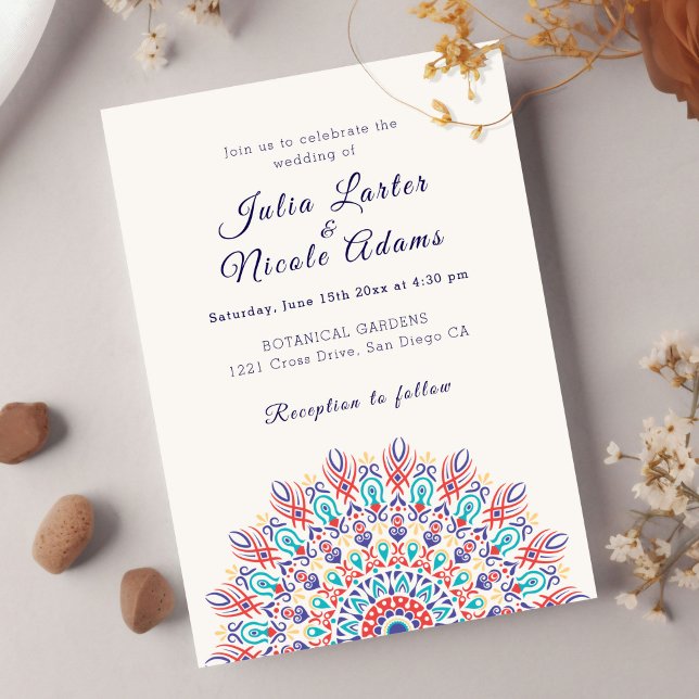 Soft Feather Dry Pampas Grass Mandala Wedding Invitation (Creator Uploaded)