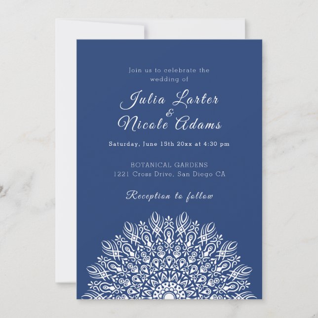 Soft Feather Dry Pampas Grass Mandala Wedding Invitation (Front)