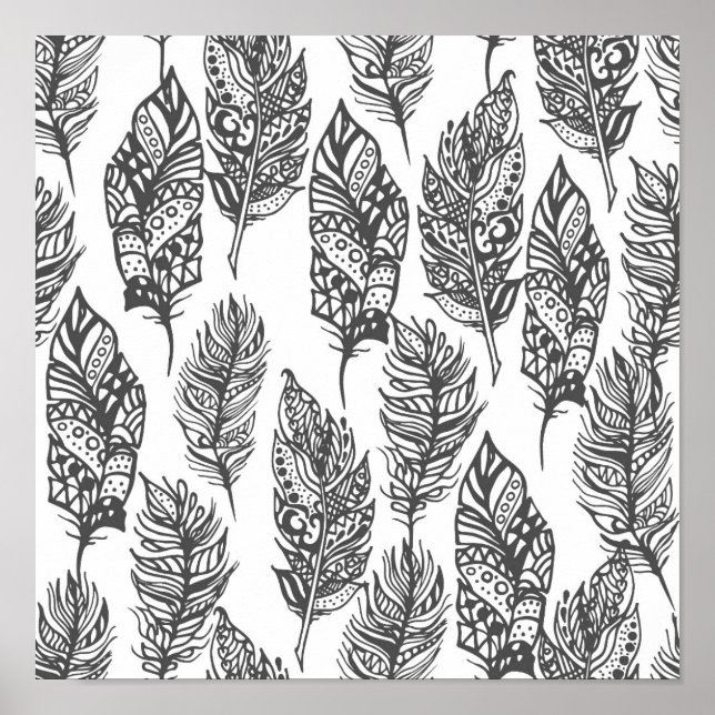 Soft Feathers Doodle 2 Poster (Front)