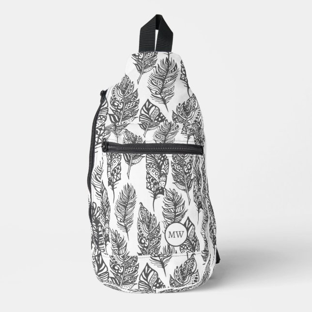 Soft Feathers Doodle 2 Sling Bag (Front)