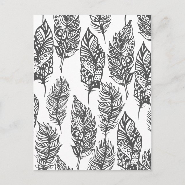 Soft Feathers Doodle Postcard (Front)