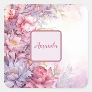 Soft feminine floral patterns tiny flowers square sticker
