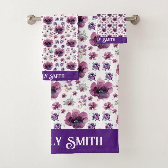 Soft Feminine Lavender Inspired Art Bath Towel Set (Insitu)