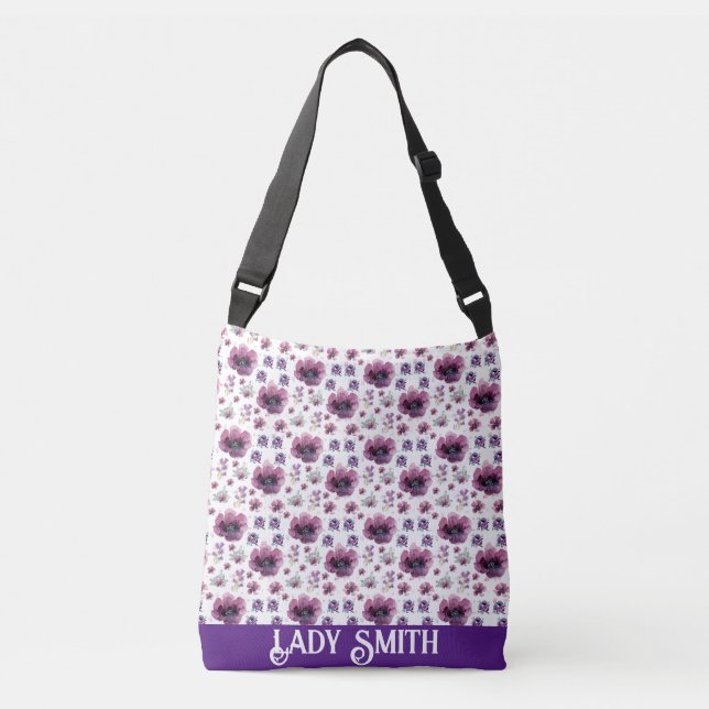 Soft Feminine Lavender Inspired Art Crossbody Bag (Front)
