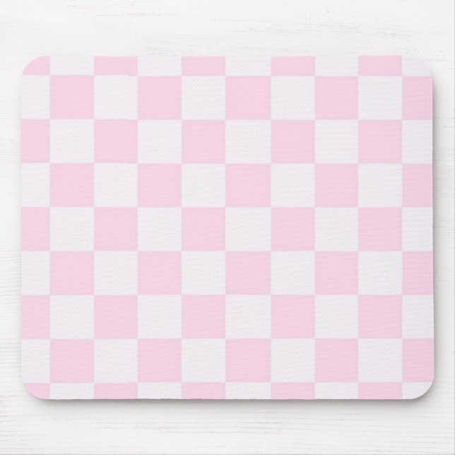 Soft Feminine Pink Chequered Girly Mouse Pad (Front)