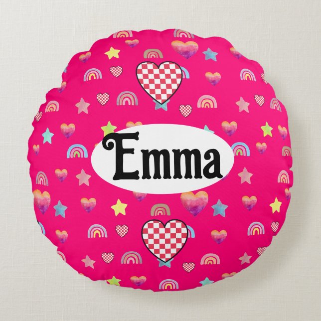 Soft Feminine Repeating Background Round Cushion (Front)