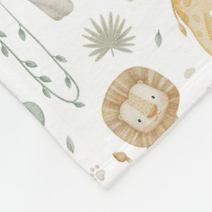 Soft Fleece Cute Safari Animals Baby Blanket 