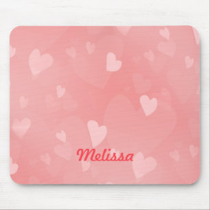 Soft Floating Pink Hearts Custom Mouse Pad