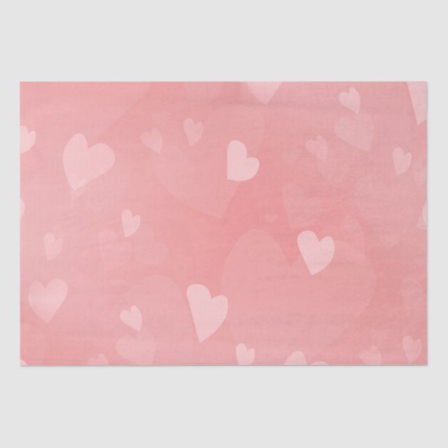 Soft Floating Pink Hearts Custom Tissue Paper (Front)